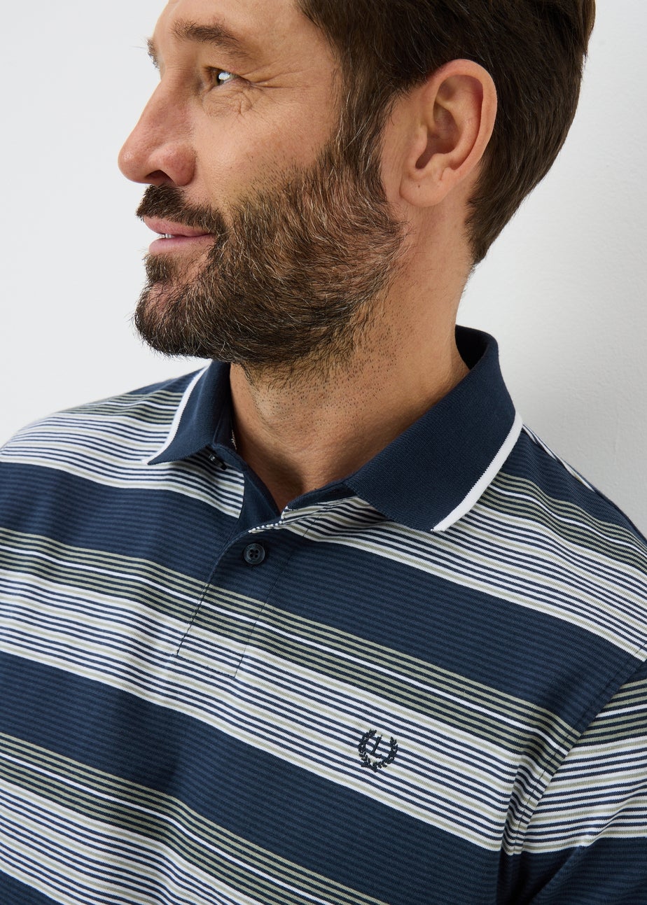 Lincoln Navy Striped Smart Polo Shirt