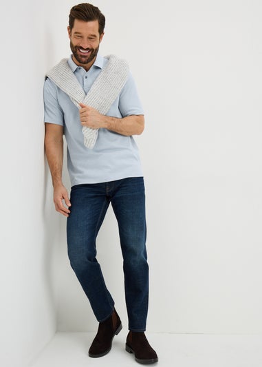 Lincoln Light Blue Smart Textured Polo Top