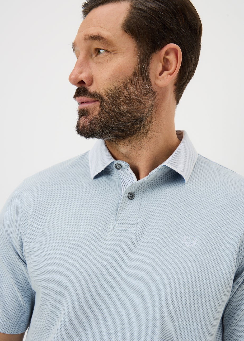 Lincoln Light Blue Smart Textured Polo Top