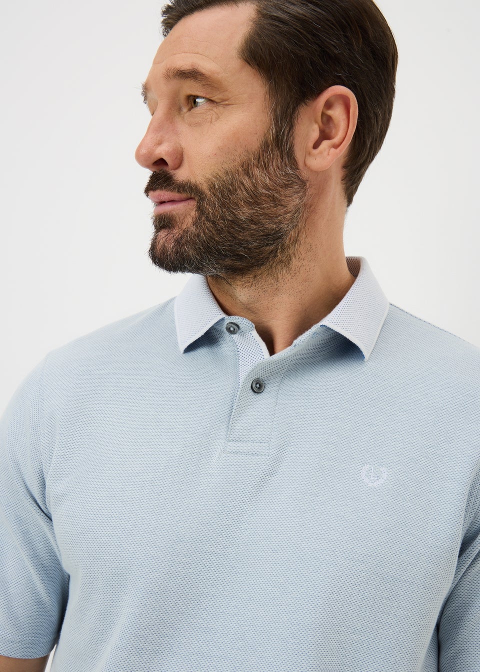 Lincoln Light Blue Smart Textured Polo Top