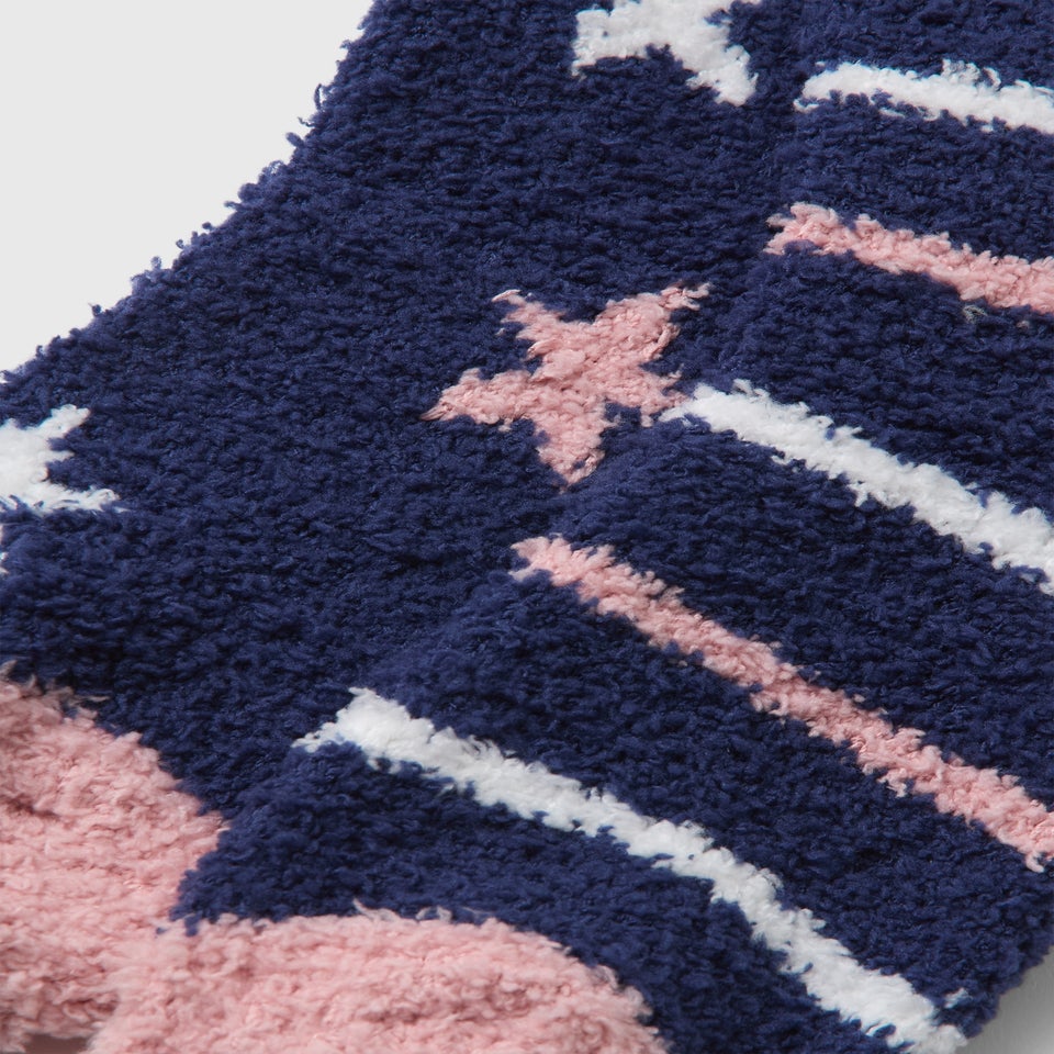 2 Pack Navy Star Stripe Cosy Socks