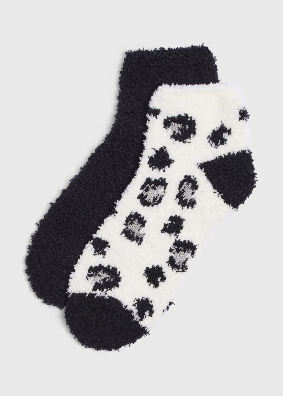 2 Pack Black Animal Print Cosy Socks
