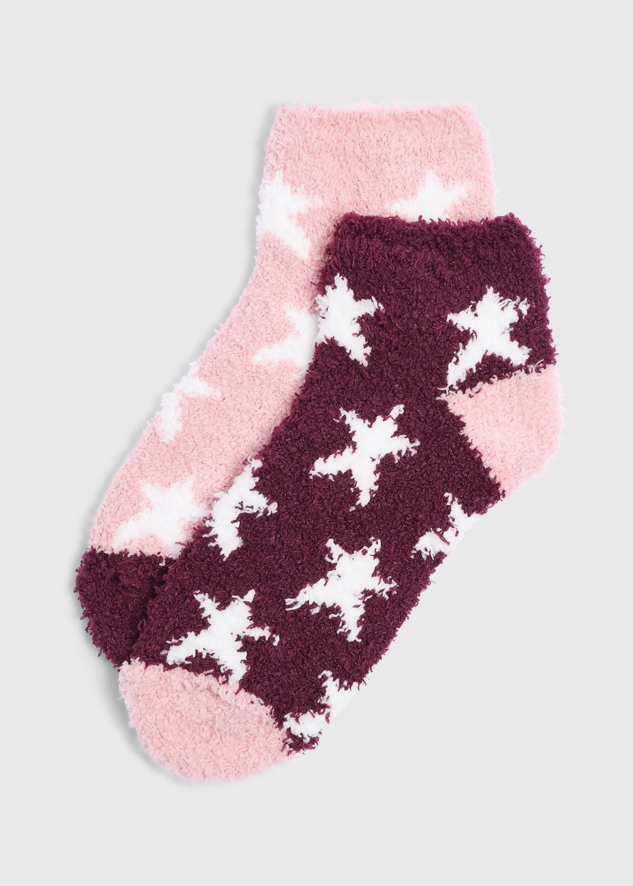 2 Pack Plum Star Cosy Socks