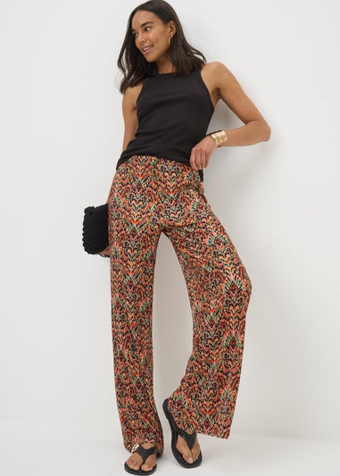 Multicoloured Aztec Wide Leg Trousers