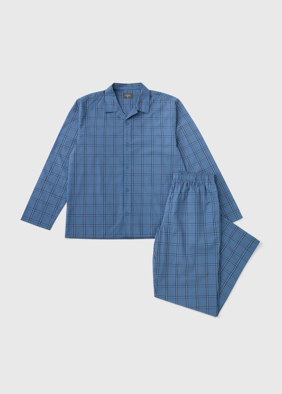 Blue Cotton Woven Check Pyjama Set