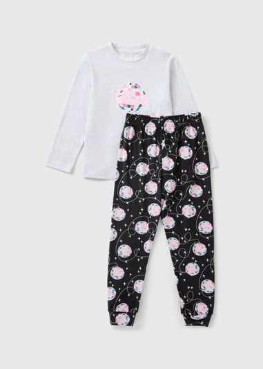 Girls Grey Disco Dancing Mini Me Pyjama Set (1-13yrs)