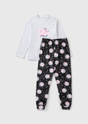 Girls Grey Disco Dancing Mini Me Pyjama Set (1-13yrs)