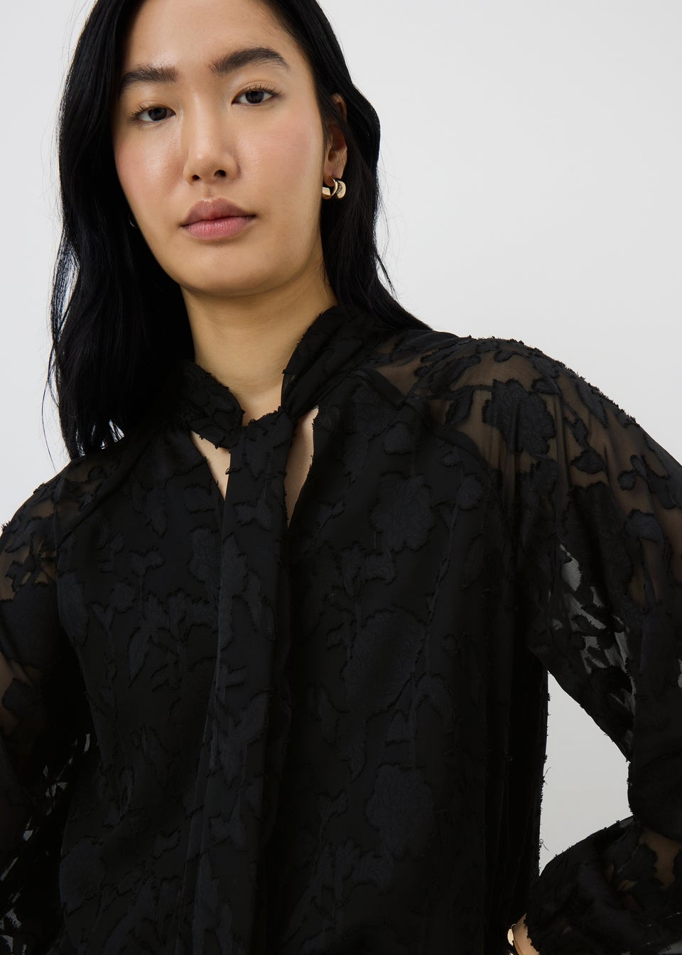 Black Lace High Neck Blouse