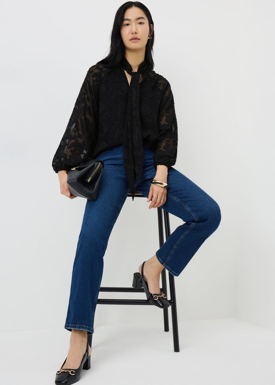 Black Lace High Neck Blouse
