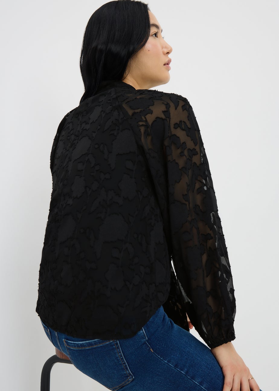 Black Lace High Neck Blouse