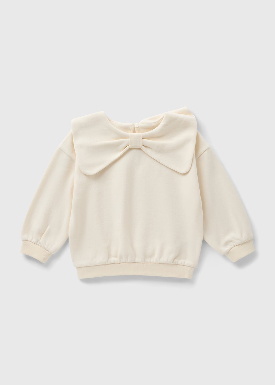 Girls Cream Bow Sweatshirt (1-7 Years)