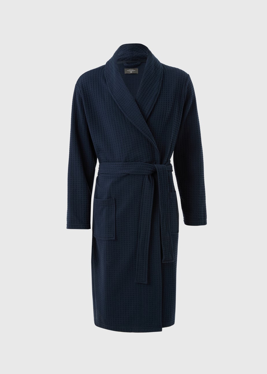 Navy Waffle Dressing Gown