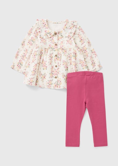 Baby Cream Floral Blouse & Legging Set (Newborn-23mths)