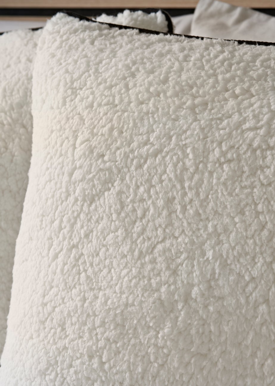 Cream Borg Grid Quilted Duvet Set