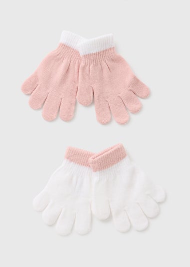 2 Pack Girls Pink Gloves