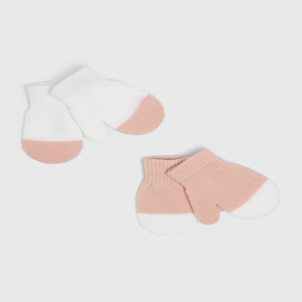 2 Pack Baby Pink Mittens