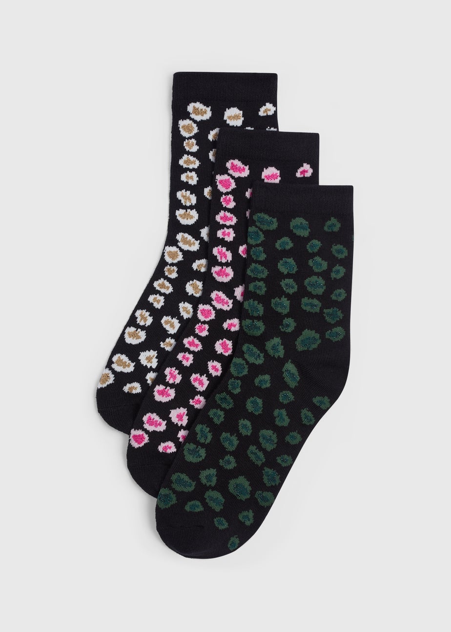 3 Pack All Over Print Lurex Socks