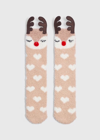 Brown Reindeer Novelty Cosy Socks