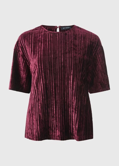 Et Vous Burgundy Velvet Plisse Co Ord Top