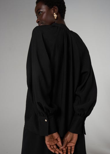 Et Vous Black Long Sleeve Popover Blouse