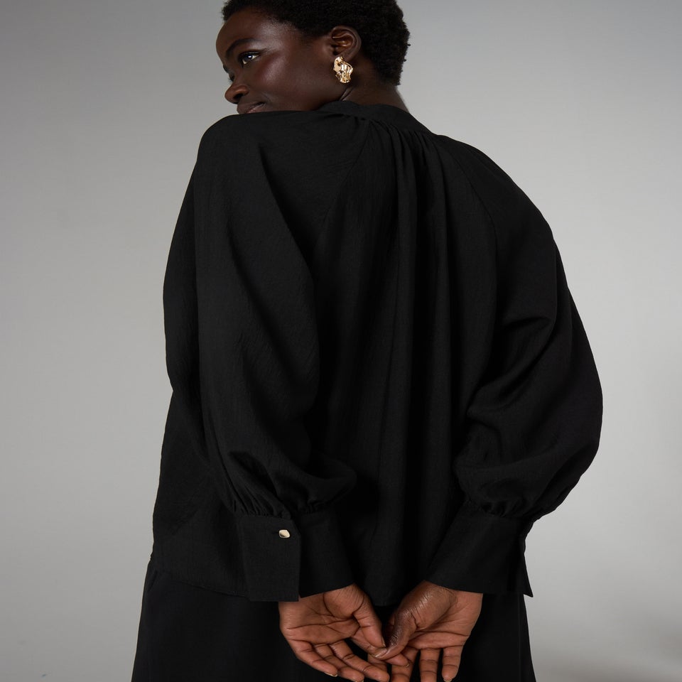 Et Vous Black Long Sleeve Popover Blouse