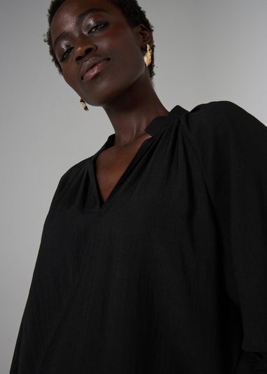 Et Vous Black Long Sleeve Popover Blouse