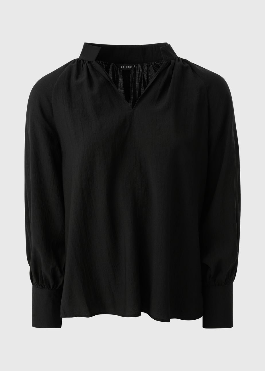 Et Vous Black Long Sleeve Popover Blouse