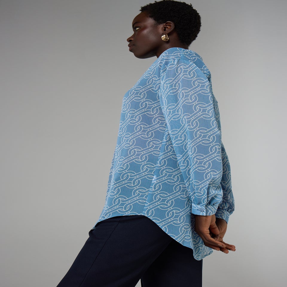 Et Vous Blue Chain Print Blouse