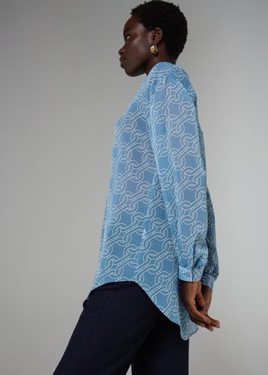 Et Vous Blue Chain Print Blouse