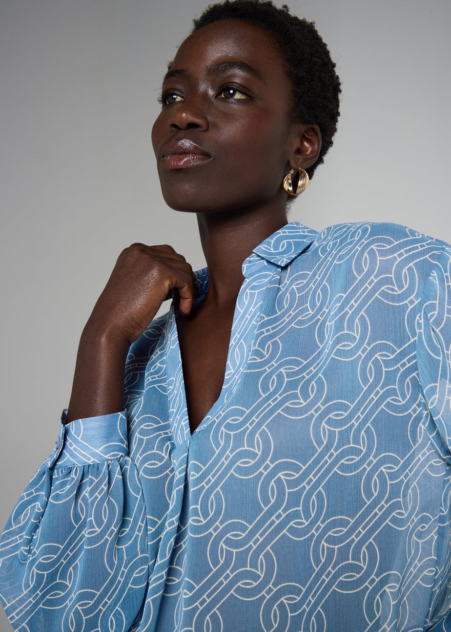 Et Vous Blue Chain Print Blouse