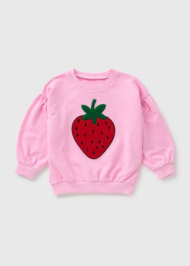 Girls Pink Strawberry Sweatshirt (-1-7yrs)