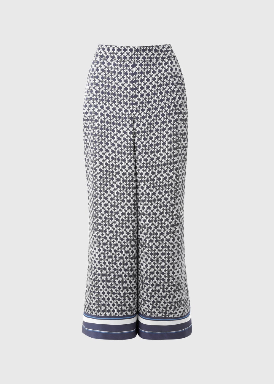 Et Vous Navy Chain Pattern Twill Co Ord Trousers