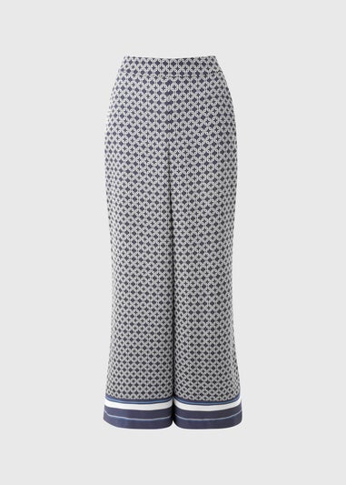 Et Vous Navy Chain Pattern Twill Co Ord Trousers