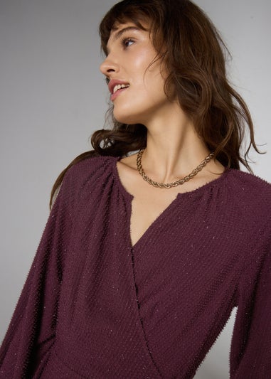 Et Vous Burgundy Lurex Midaxi Dress