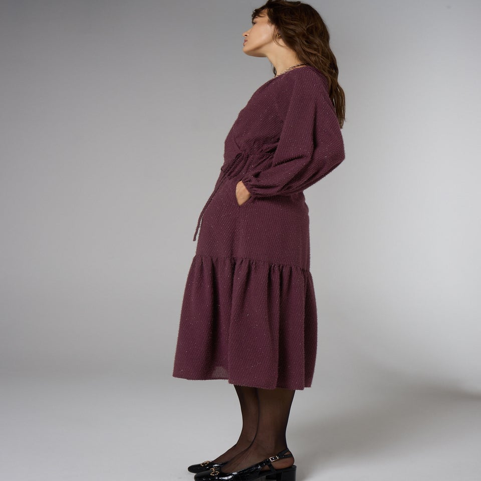 Et Vous Burgundy Lurex Midaxi Dress