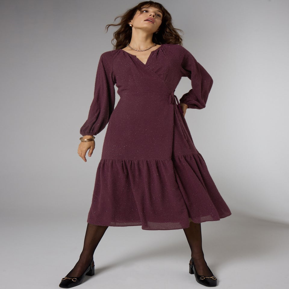 Et Vous Burgundy Lurex Midaxi Dress