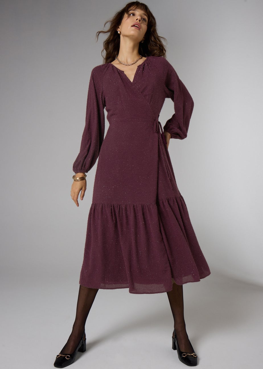 Et Vous Burgundy Lurex Midaxi Dress
