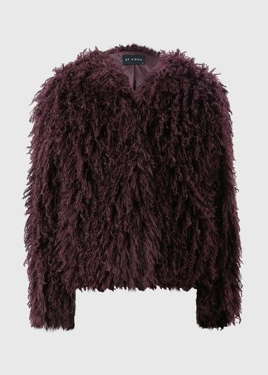 Et Vous Burgundy Mongolian Faux Fur Jacket