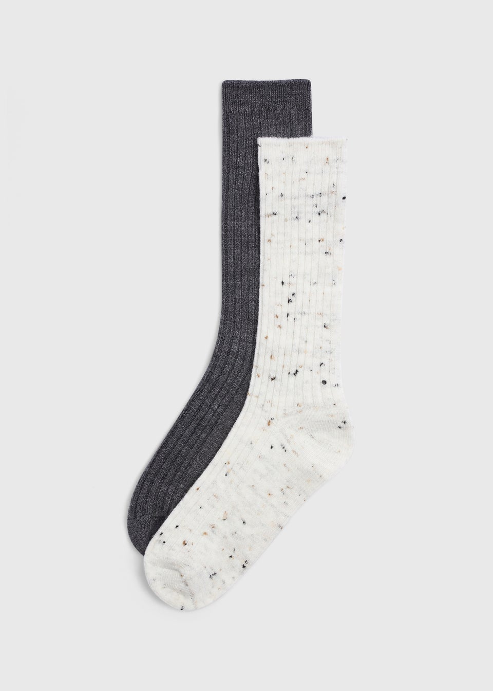 2 Pack Grey & Cream Speckle Socks
