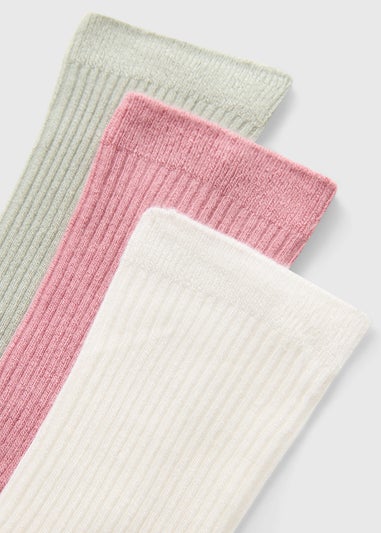 3 Pack Multi Colour Super Soft Ribbed Ankle Socks