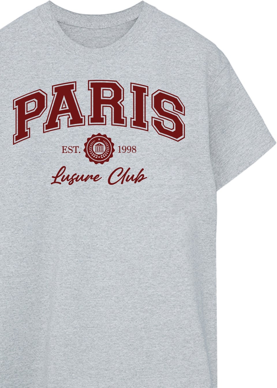Brands In Paris Leisure Club Grey Boyfriend Fit Graphic T-Shirt