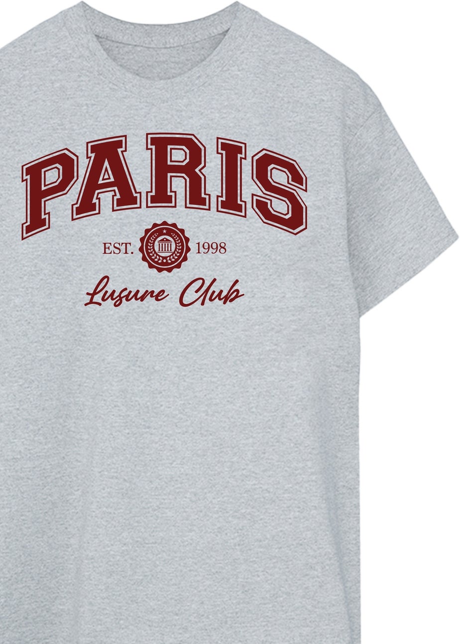 Brands In Paris Leisure Club Grey Boyfriend Fit Graphic T-Shirt