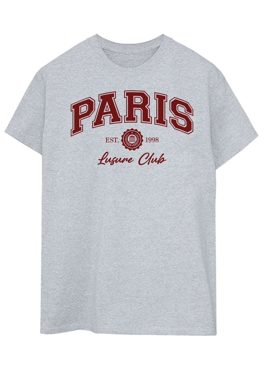 Brands In Paris Leisure Club Grey Boyfriend Fit Graphic T-Shirt