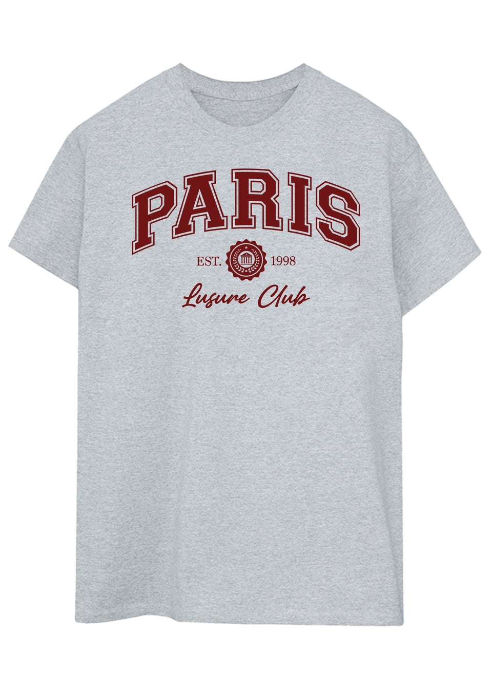 Brands In Paris Leisure Club Grey Boyfriend Fit Graphic T-Shirt