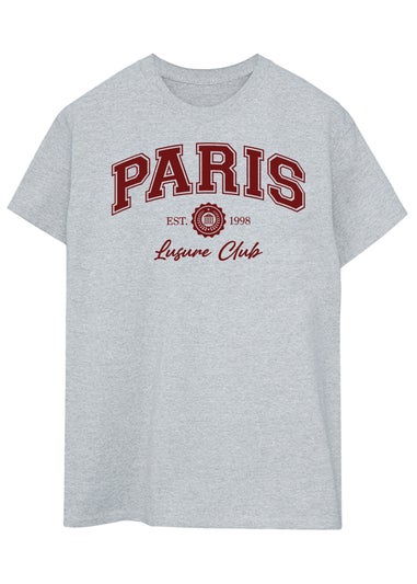Brands In Paris Leisure Club Grey Boyfriend Fit Graphic T-Shirt