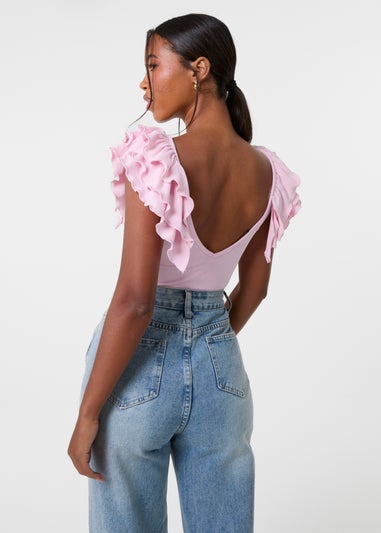 Pink Vanilla Pink Ruffle Sleeve Bodysuit