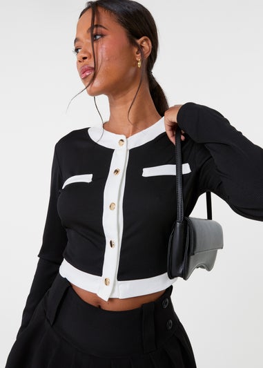 Pink Vanilla Black Slinky Two Tone Cardigan