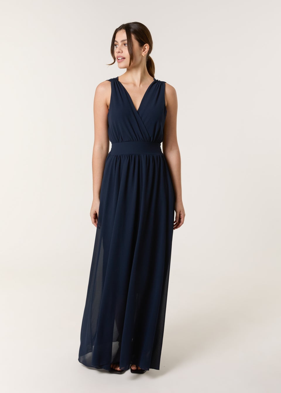 Blue Vanilla Navy Sleeveless Wrap Front Maxi Dress