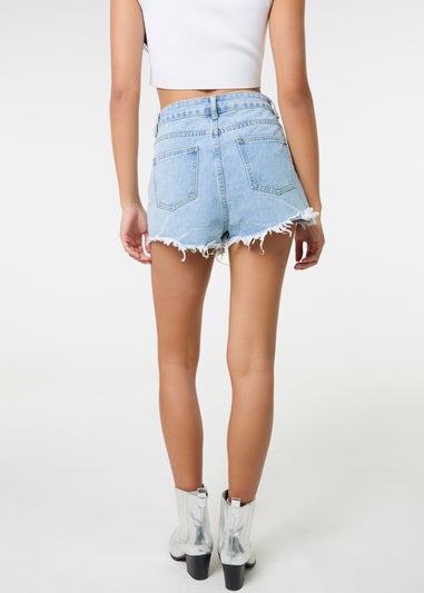 Pink Vanilla Denim Embellished Distressed Shorts