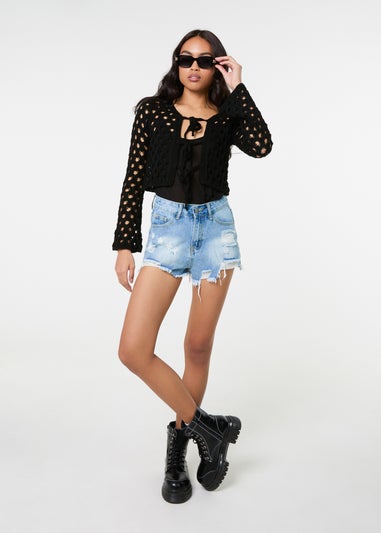 Pink Vanilla Denim Distressed Shorts